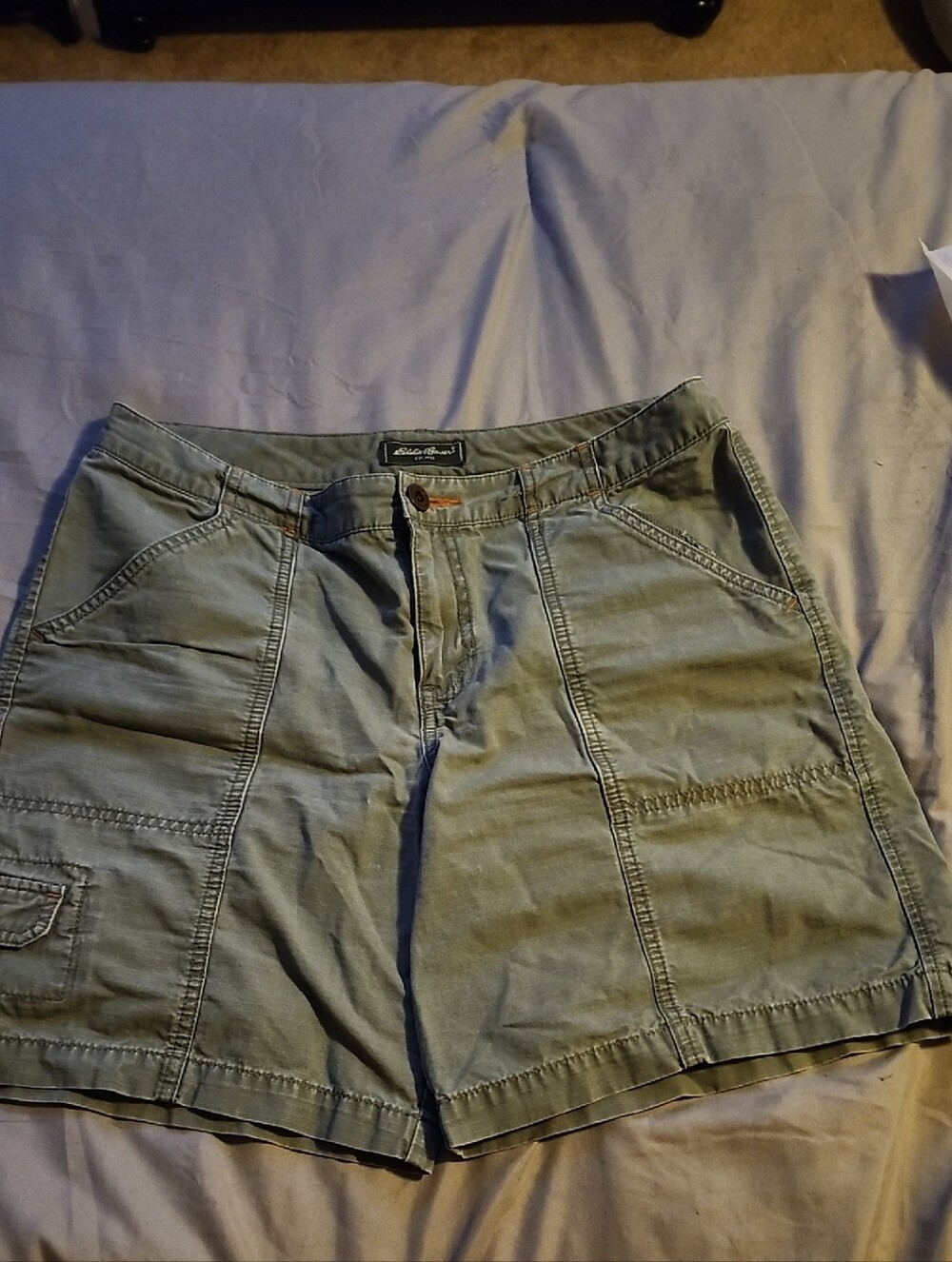 Eddie Bauer Olive-Green Utility Bermuda Shorts